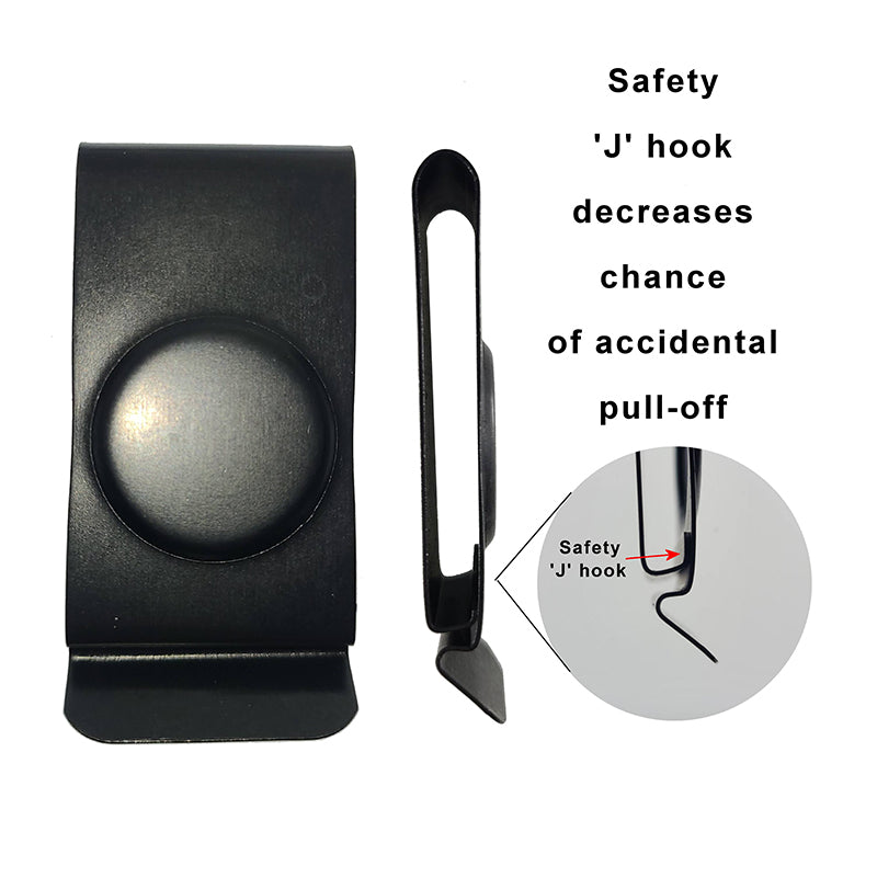 Holster Clip, Steel, Wraparound NO-PULL 'J' Hook for Safety