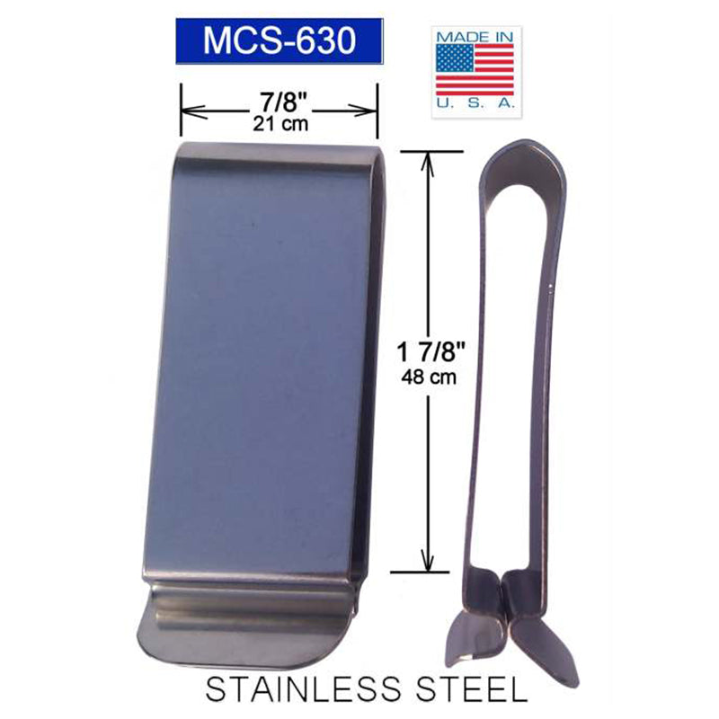 Metal Belt Clip (630), Stainless Tempered Clip