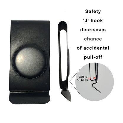 Holster Clip, Steel, Wraparound NO-PULL 'J' Hook for Safety